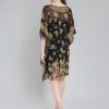 Floral Printed Sheer Chiffon Kaftan Midi Dress - Image 4