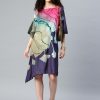 Print Kimono Sleeve Crepe Kaftan Dress - Image 4