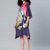 Print Kimono Sleeve Crepe Kaftan Dress - Image 2