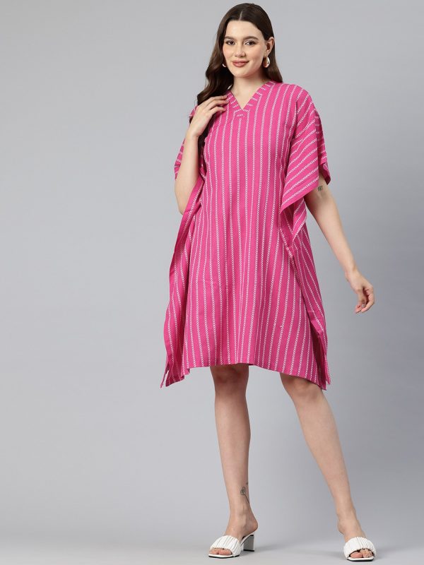 Embroidered Flared Sleeves Kaftan Dress