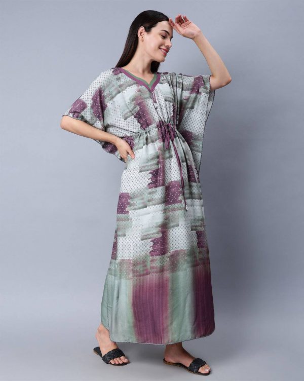 Women’s Printed Kaftan with Tie-Up Front