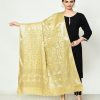 JUSBALL Women's Banarasi Pure Silk Dupatta - Gold - Image 2