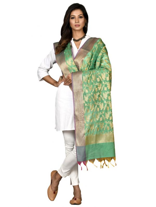 Green Banarasi Foil Print Dupatta